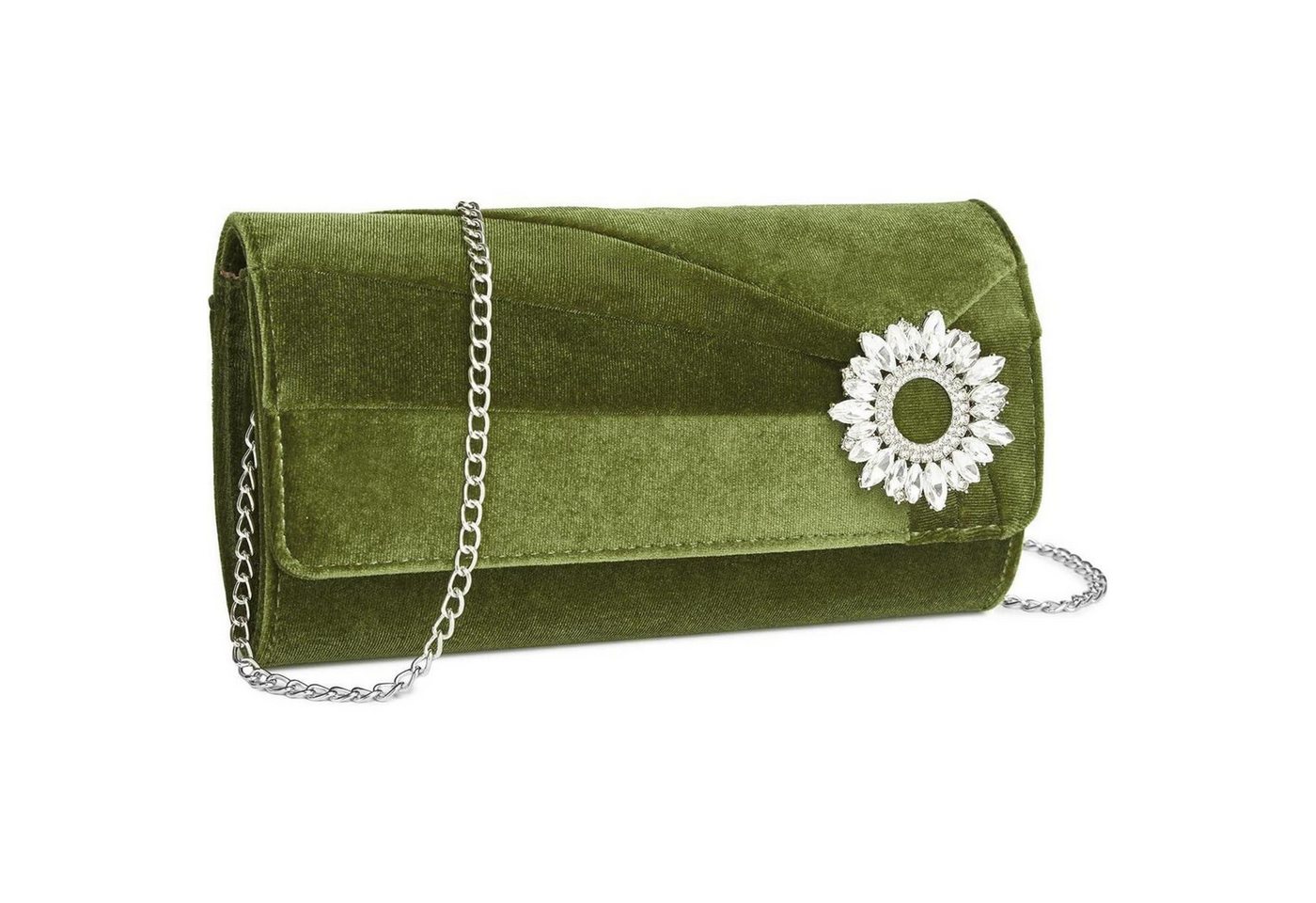LuxusKollektion Clutch Clutch Damen Wildlederoptik Leichtgewicht Umhängetasche Grün-1 von LuxusKollektion