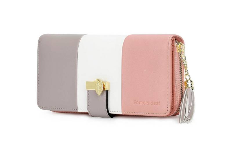 LuxusKollektion Clutch Damen Geldbörse Leder Scheckheft Kartenhalter RFID Schutz Streifen von LuxusKollektion