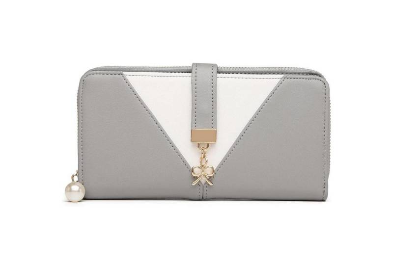 LuxusKollektion Clutch Damengeldbörse Damen Kunstleder Weißdruck 2-2 Grau von LuxusKollektion