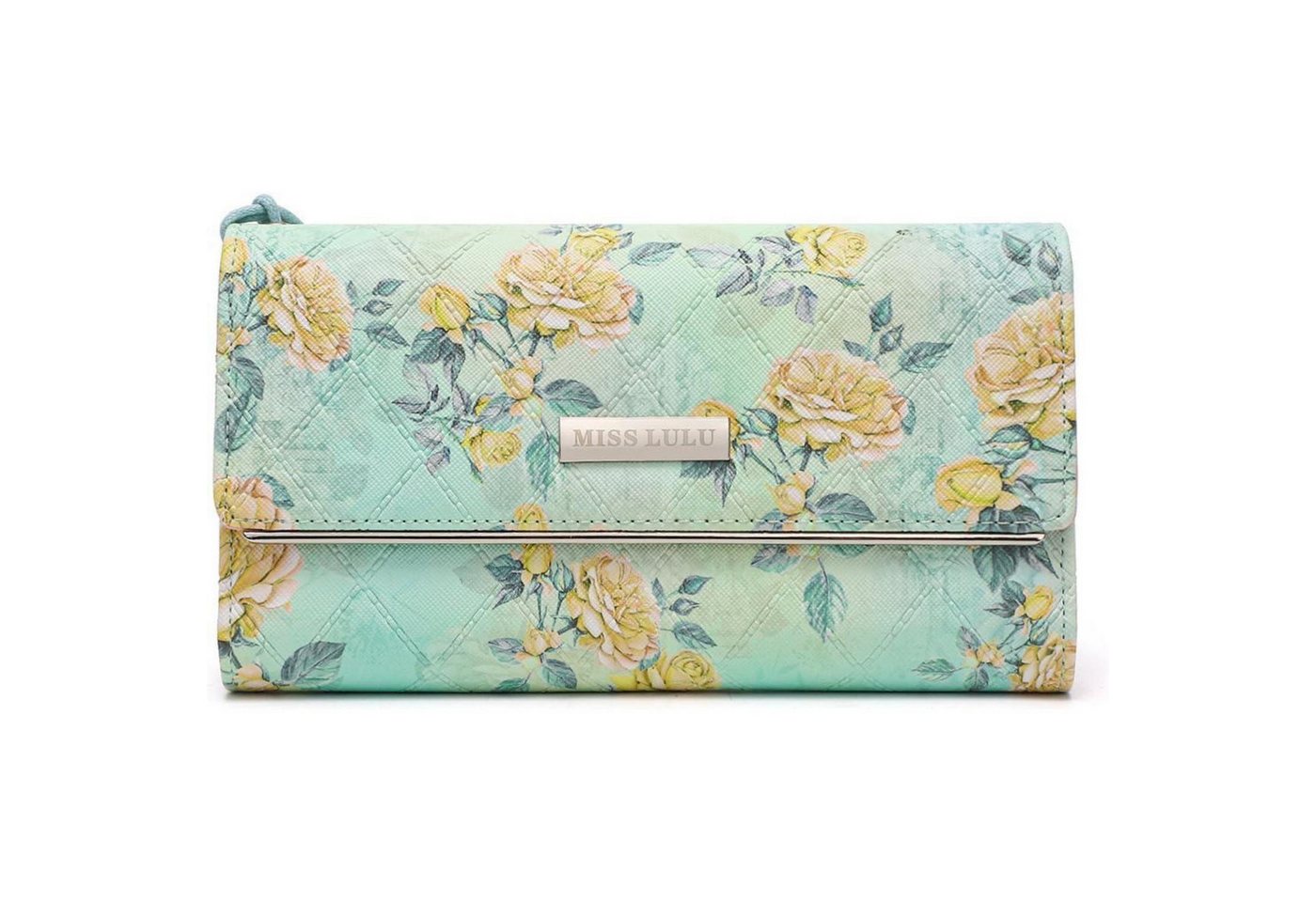 LuxusKollektion Clutch Geldbörse Damen Kunstleder 12 Karten Münzfach Fotofenster 3-7 Grün von LuxusKollektion