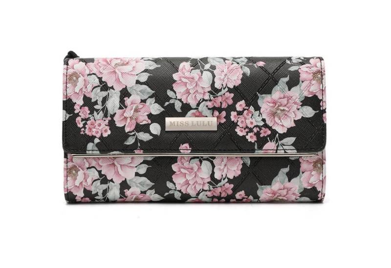 LuxusKollektion Clutch Geldbörse Damen Kunstleder 12 Kartenfächer Münzfach 3-5 Schwarz von LuxusKollektion