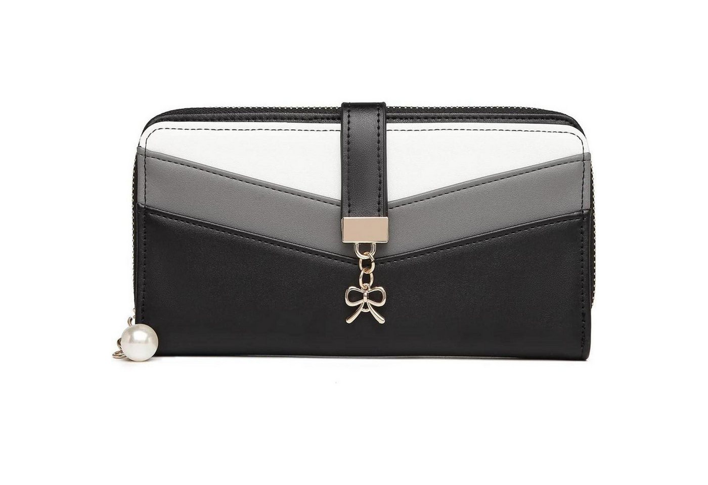 LuxusKollektion Clutch Geldbörse Damen Kunstleder 4-1 Schwarz&grau&weiß von LuxusKollektion
