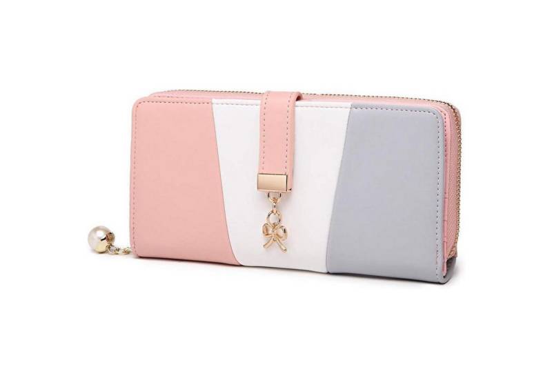 LuxusKollektion Clutch Geldbörse Damen Kunstleder Druck 1-1 Grau Rosa von LuxusKollektion