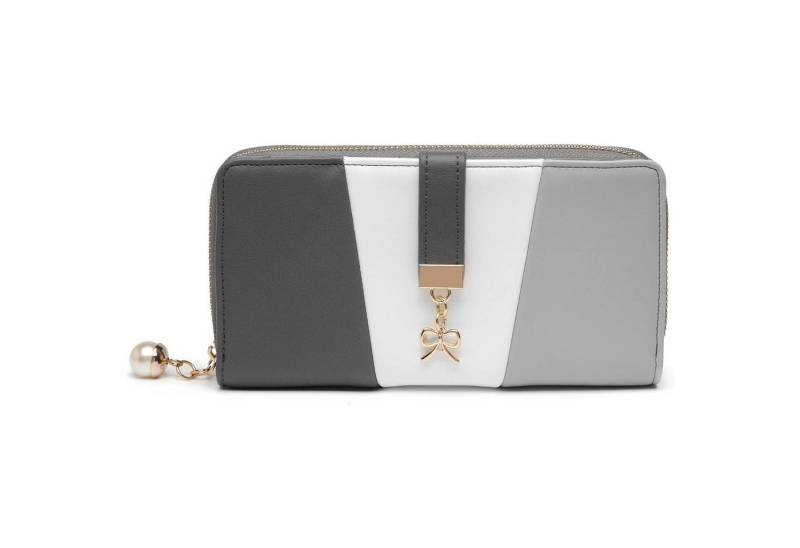 LuxusKollektion Clutch Geldbörse Damen Kunstleder Druck 1-3 Grau Weiß von LuxusKollektion