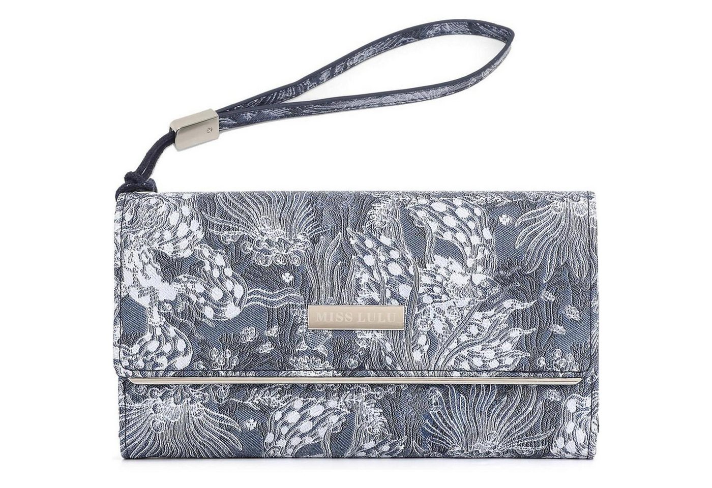 LuxusKollektion Clutch Geldbörse Damen Kunstleder Druck 3-2 Navy von LuxusKollektion