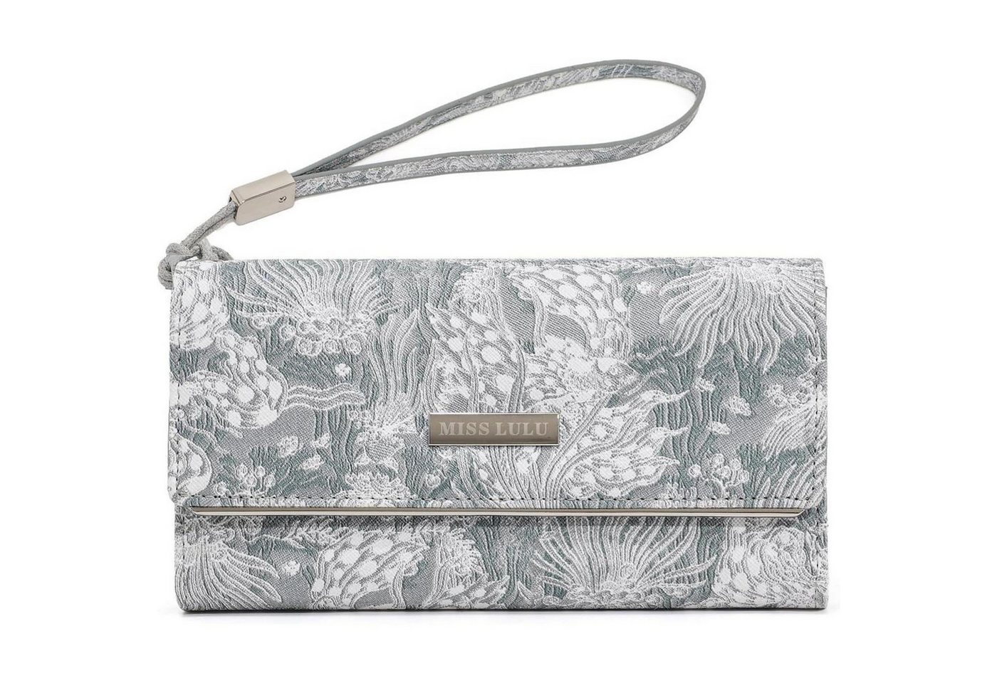 LuxusKollektion Clutch Geldbörse Damen Kunstleder Druck 3-4 Grau von LuxusKollektion