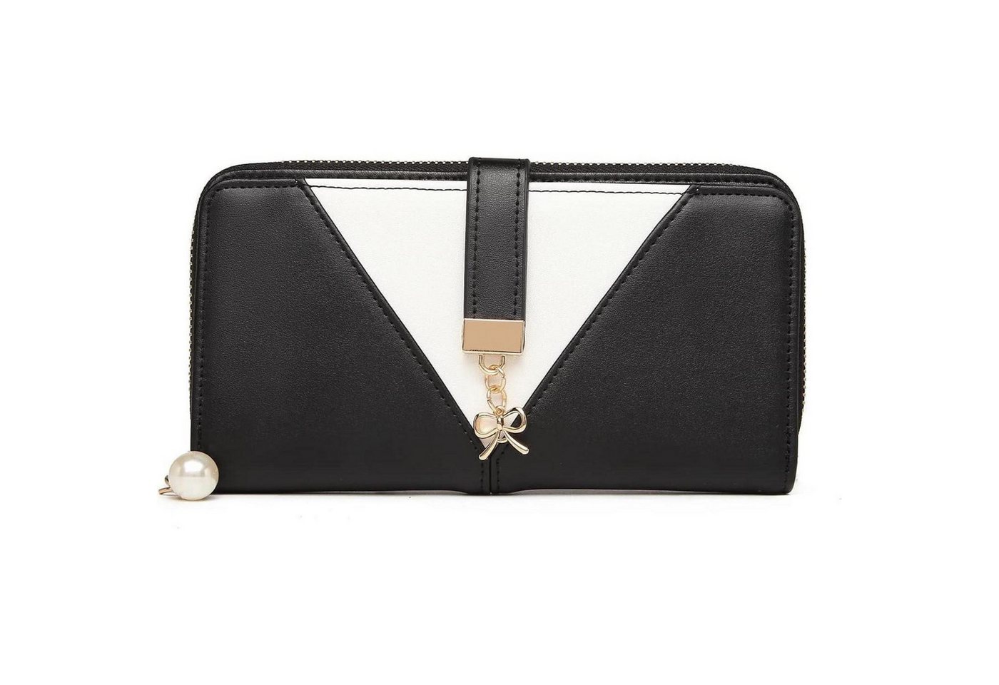 LuxusKollektion Clutch Geldbörse Damen Kunstleder Weiß Druck 2-3 Schwarz von LuxusKollektion