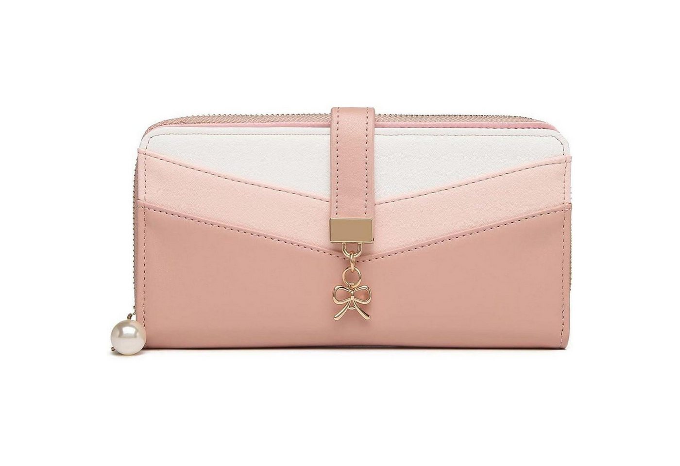 LuxusKollektion Clutch Geldbörse Damen Mehrfarbig V Form Colorblock PU Leder 4-2 Osa von LuxusKollektion