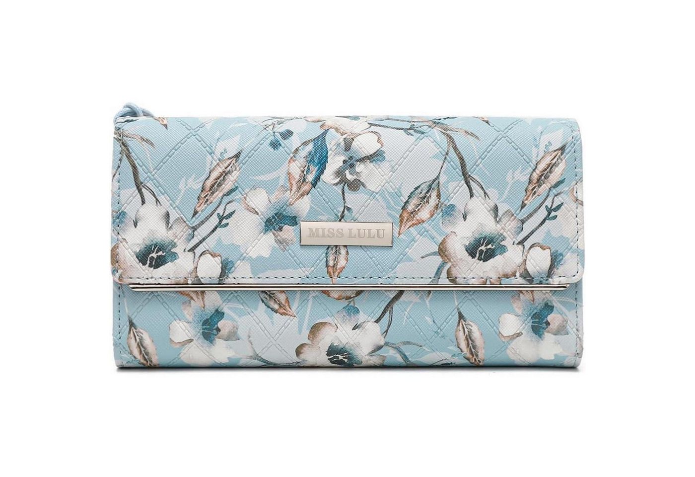 LuxusKollektion Clutch Portmonee Damen PU Leder 12 Karten Münzfach Fotofenster 3-6 Blau von LuxusKollektion