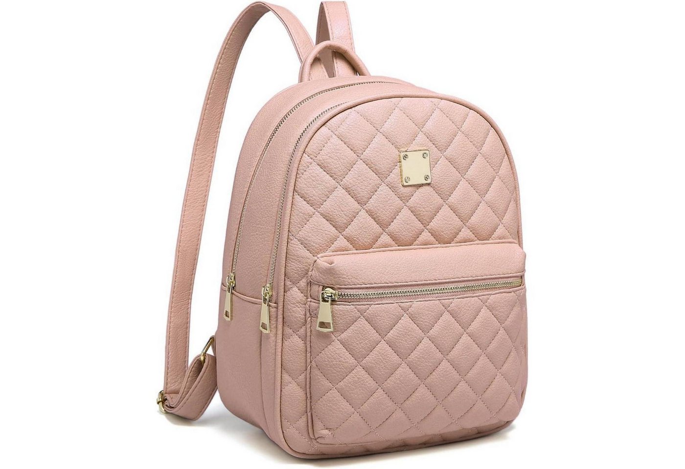 LuxusKollektion Daypack Damen Klein Rucksack Leder PU Lingge Design Schwarz/Rosa/Beige von LuxusKollektion