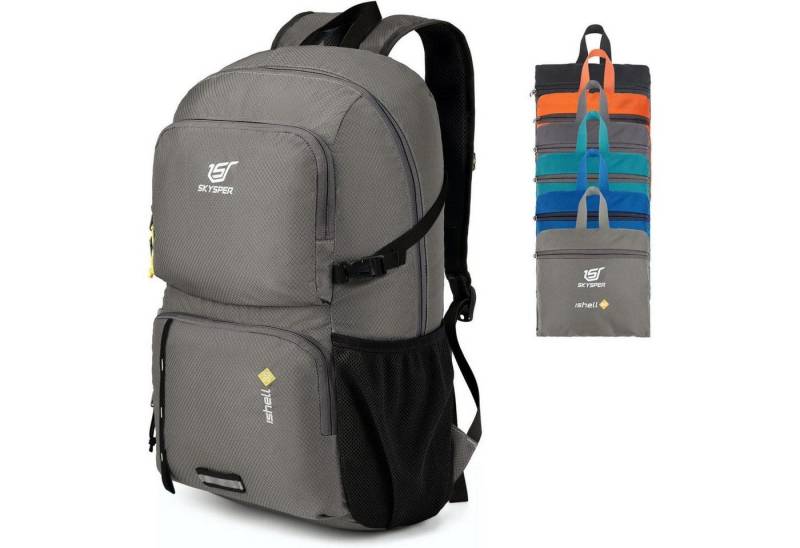 LuxusKollektion Daypack Rucksack ultraleicht faltbar wasserfest Nassfach Ishell30-hellgrau von LuxusKollektion