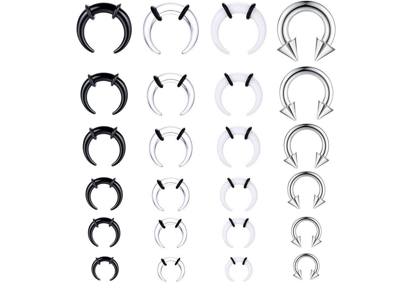 Diamday Dehnsichel-Set 24 Stück Acryl Pincher Tapers Septum Ringe Nasenringe Set Ohrdehner von Diamday
