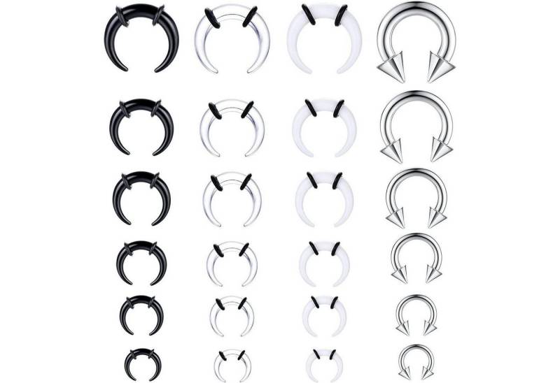 Diamday Dehnsichel-Set 24 Stück Acryl Pincher Tapers Septum Ringe Nasenringe Set Ohrdehner von Diamday