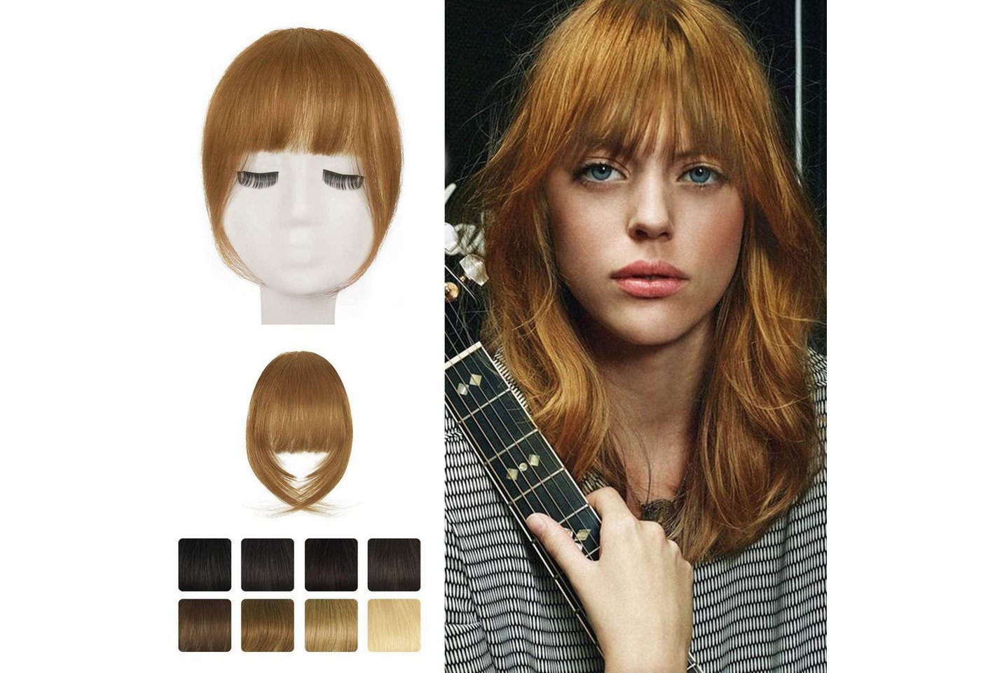 LuxusKollektion Echthaar-Extension Clip in Pony Echthaar Ingwer Blond Fringe Haarteil LuxusKollektion Echthaar-Extension Clip in Pony Echthaar Ingwer Blond Fringe Haarteil von LuxusKollektion