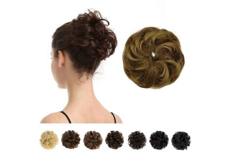 LuxusKollektion Echthaar-Extension Echthaar Haarteil Haargummi gelockt Damen Mädchen Braune Mix Blond von LuxusKollektion