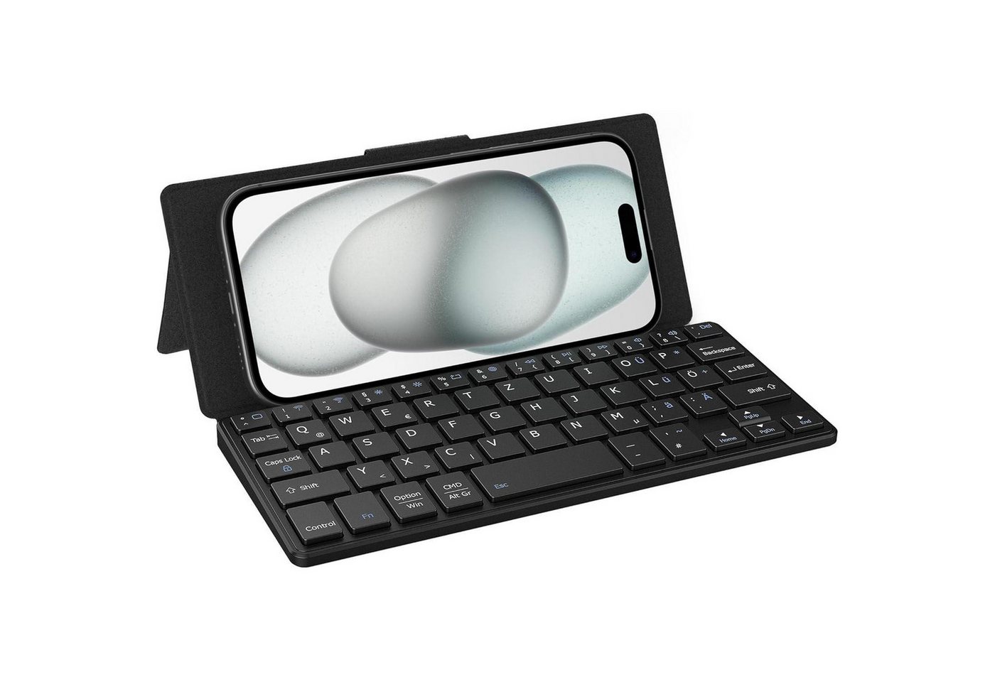 LuxusKollektion Etui Bluetooth Tastatur Mini Faltbar Ständer Smartphone Schwarz von LuxusKollektion