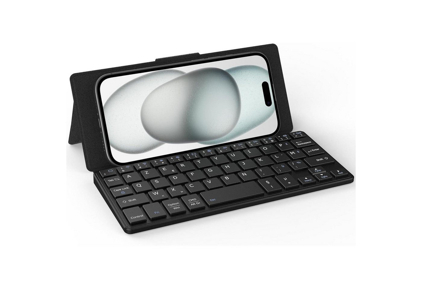 LuxusKollektion Etui Mini Bluetooth Tastatur faltbar Ständer 2 Geräte Smartphone Tablet von LuxusKollektion