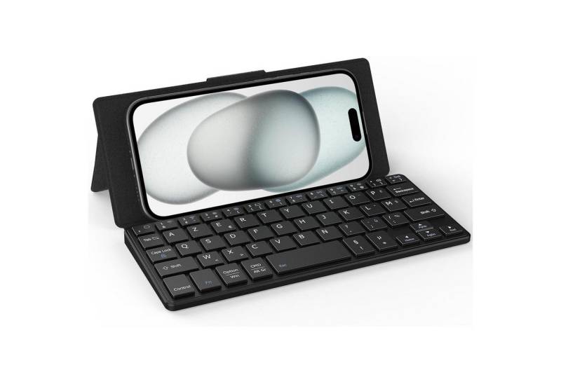 LuxusKollektion Etui Mini Bluetooth Tastatur faltbar Ständer 2 Geräte Smartphone Tablet von LuxusKollektion