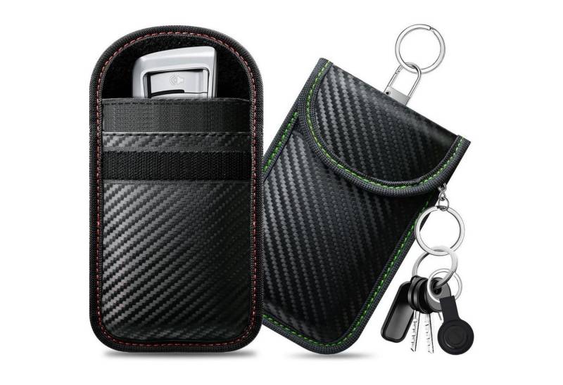 LuxusKollektion Etui Schutzhülle Keyless Go Autoschlüssel RFID Blocker Faraday Rot+grün M von LuxusKollektion
