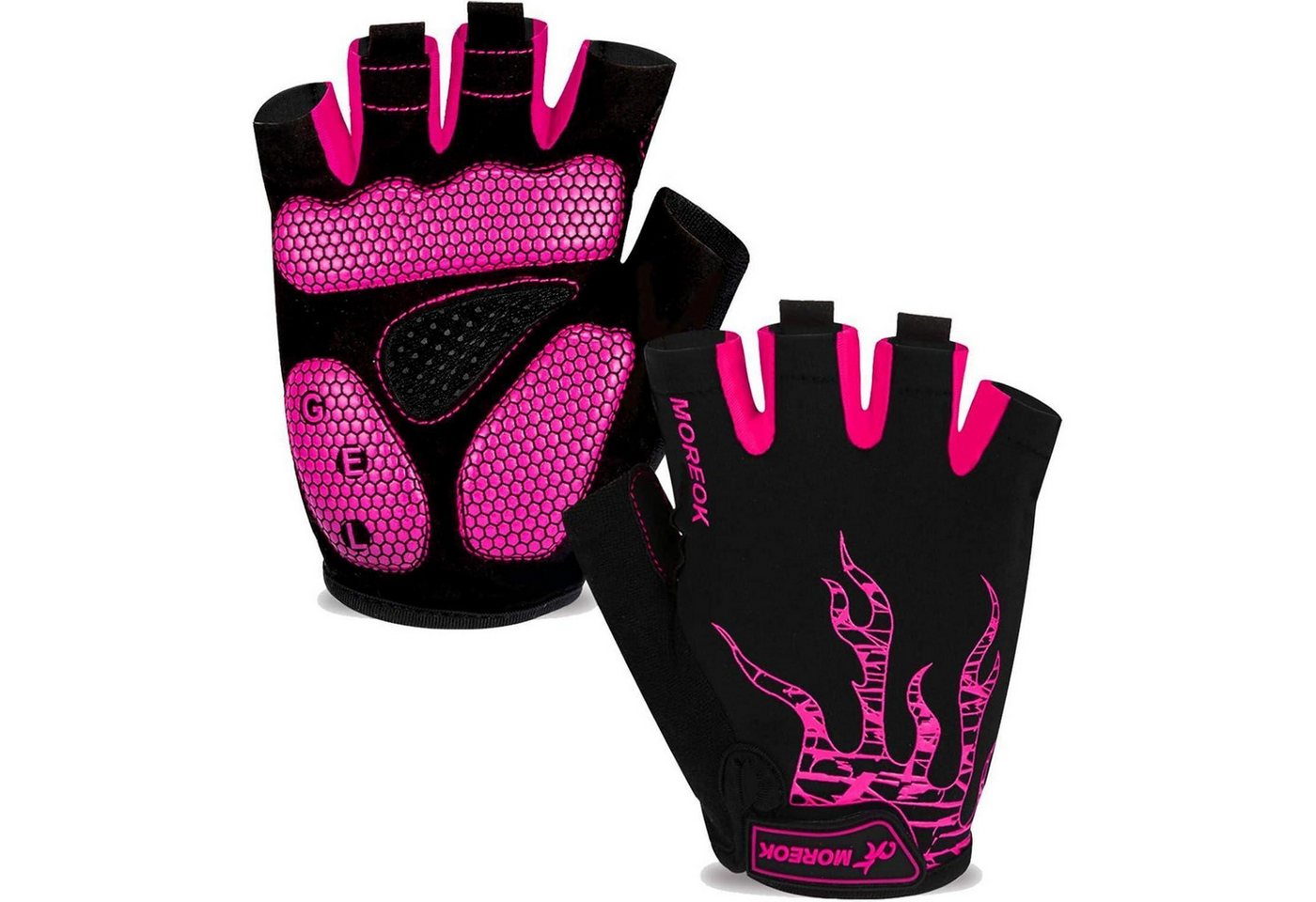 LuxusKollektion Fahrradhandschuhe Fahrradhandschuhe Halbfinger Herren Damen Gel Stoßdämpfend Rosa L von LuxusKollektion