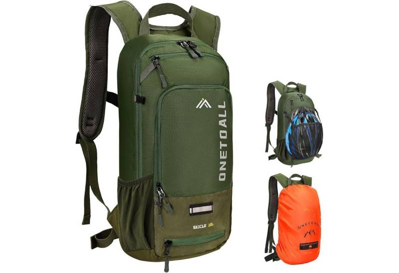 LuxusKollektion Fahrradrucksack Fahrradrucksack 10L MTB Regenschutz Helmnetz Wasserdicht Grün von LuxusKollektion