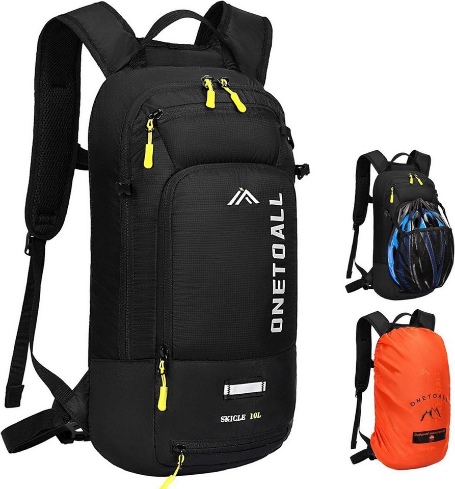 LuxusKollektion Fahrradrucksack Fahrradrucksack 10L mit Regenschutz und Helmnetz, wasserdicht, Schwarz von LuxusKollektion
