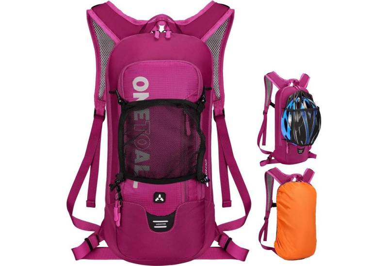 LuxusKollektion Fahrradrucksack Fahrradrucksack Trinkrucksack wasserdicht Violett 6l mit Regenschutz von LuxusKollektion