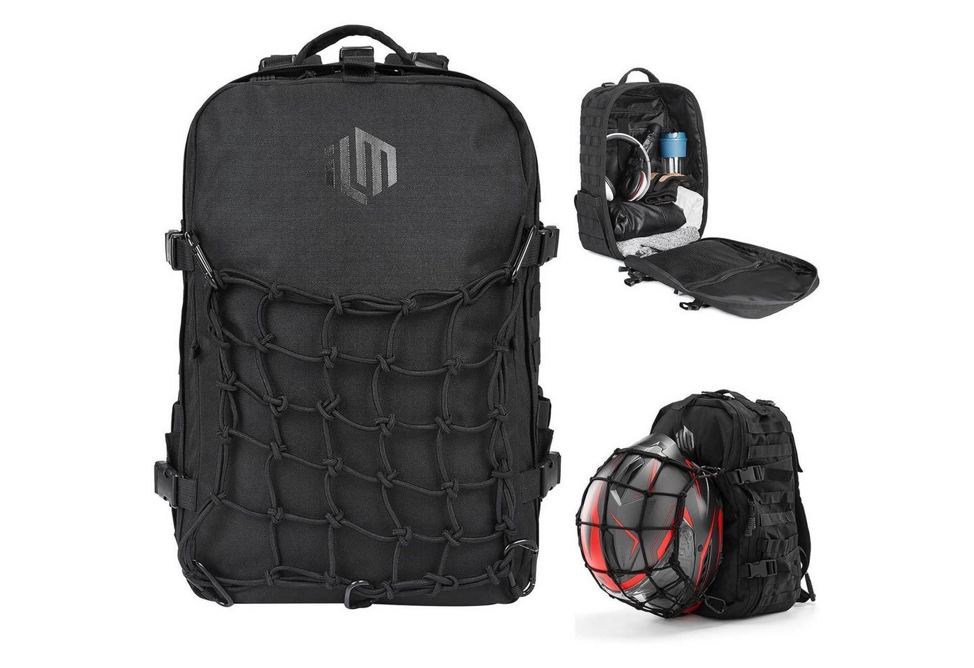 LuxusKollektion Fahrradrucksack Rucksack 30L wasserdicht Helmhalterung Männer Wandern Schwarz von LuxusKollektion