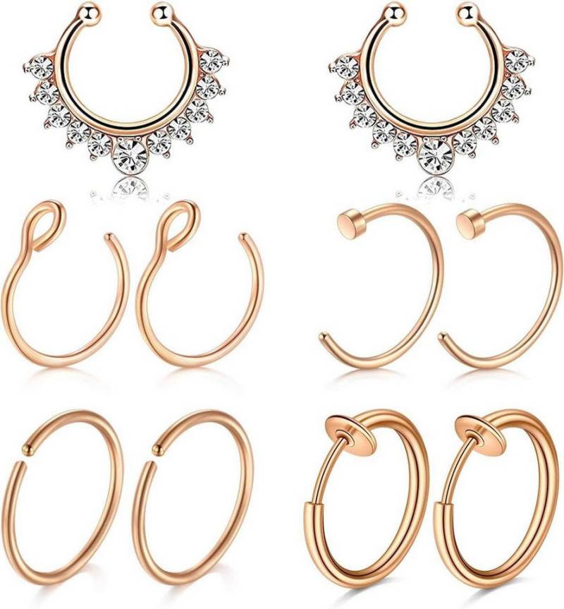 Mayhoop Fake-Ear-Plug-Set Fake Piercings Set 10 Stück Silber Rosegold 16G 18G 8mm 10mm von Mayhoop