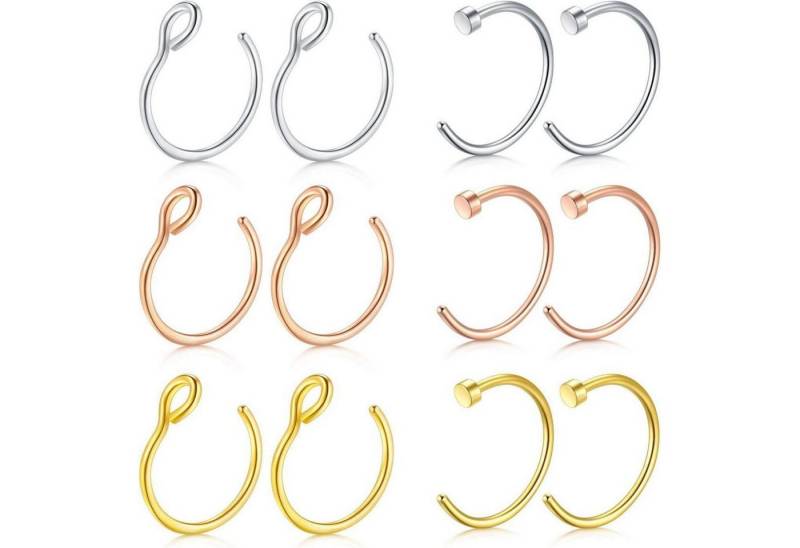 Mayhoop Fake-Ear-Plug-Set Nasenpiercings Fake Edelstahl 20G 8mm 12-16Stk für Männer Damen von Mayhoop