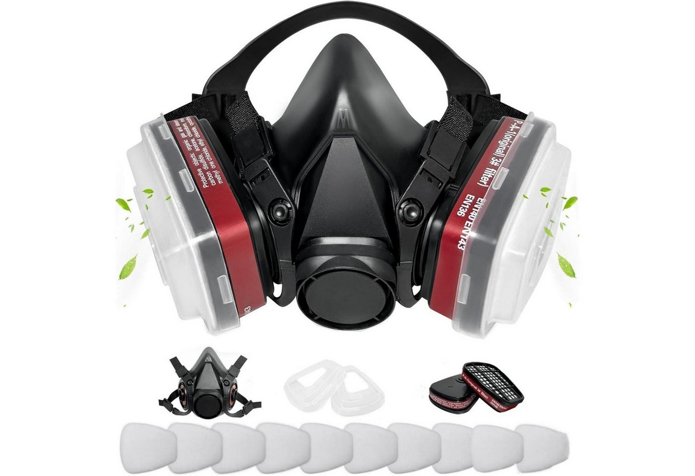 LuxusKollektion Filtrierende Halbmasken FFP2 Gesichtsschutz Filter Brille Lackieren Staub Epoxidharz Schwarzer von LuxusKollektion