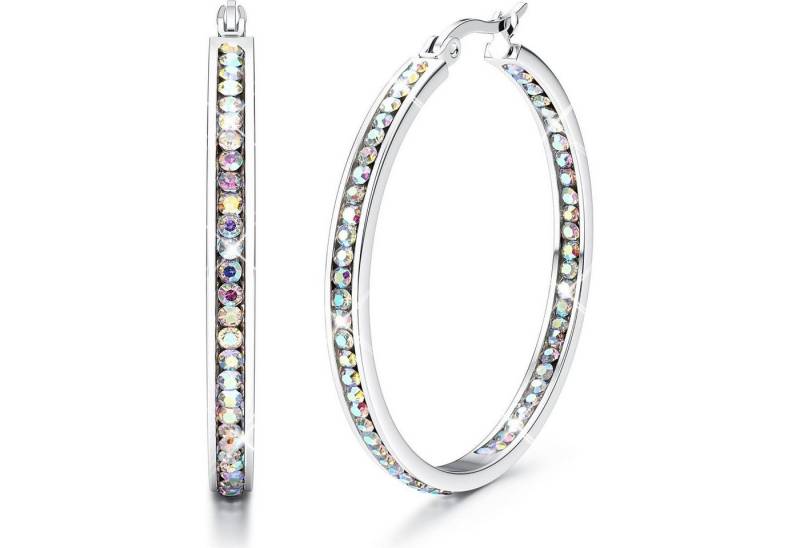 LuxusKollektion Fingerring Creolen Edelstahl Damen Zirkonia 40mm Silber Buntes Cz 40.0 Millimeter von LuxusKollektion