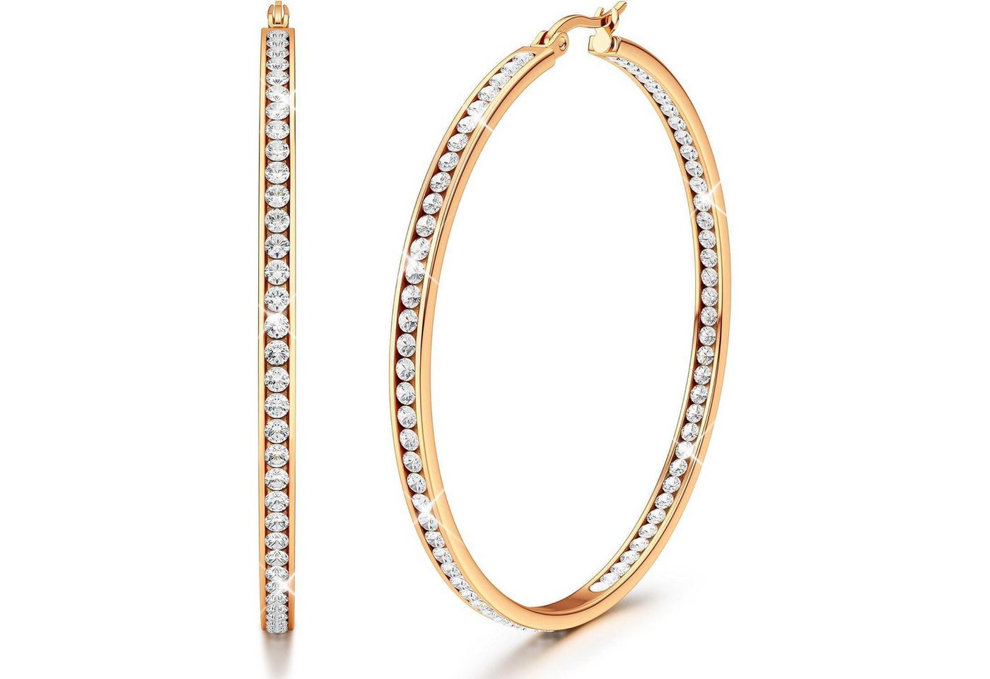 LuxusKollektion Fingerring Creolen Edelstahl Damen Zirkonia Hypoallergen Rosegold 60.0 Millimeter von LuxusKollektion