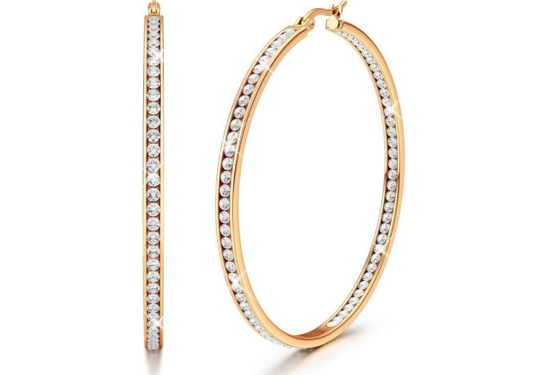 LuxusKollektion Fingerring Creolen Edelstahl Damen Zirkonia Hypoallergen Rosegold 60.0 Millimeter von LuxusKollektion