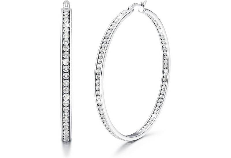 LuxusKollektion Fingerring Creolen Edelstahl Damen hypoallergen Zirkonia Silber 50.0 Millimeter von LuxusKollektion