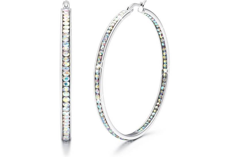 LuxusKollektion Fingerring Creolen Edelstahl Hypoallergen AAA Silber Buntes Cz 50.0 Millimeter von LuxusKollektion