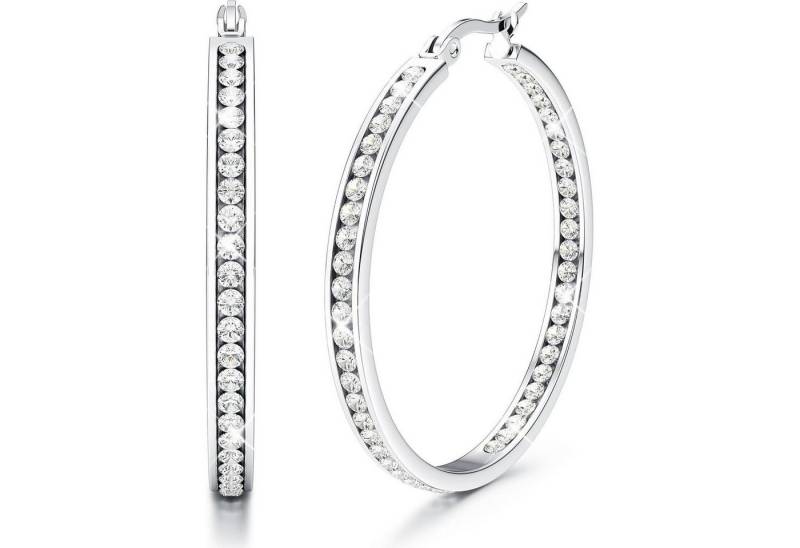 LuxusKollektion Fingerring Creolen Edelstahl Hypoallergen Zirkonia Damen Silber 40.0 Millimeter von LuxusKollektion