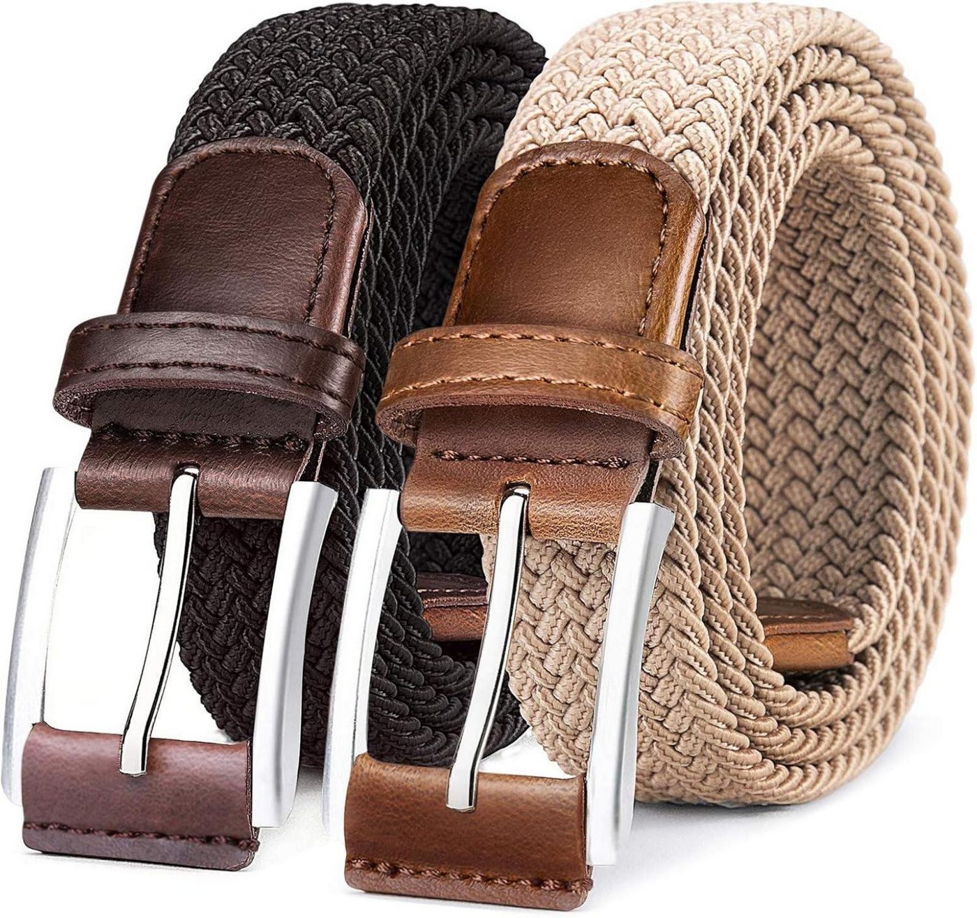 LuxusKollektion Flechtgürtel Elastischer Flechtgürtel 2er Set Herren Damen Stoff Stretch Golfgürtel von LuxusKollektion