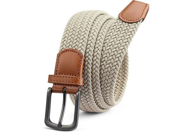 LuxusKollektion Flechtgürtel Gürtel Stretch Herren Stoff Beige 95-100cm (Gesamtlänge 115cm) von LuxusKollektion