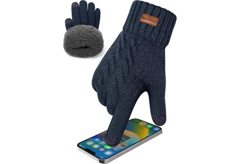 LuxusKollektion Fleecehandschuhe Handschuhe Herren Touchscreen Thermo Fleece Laufen Freizeit Navy von LuxusKollektion