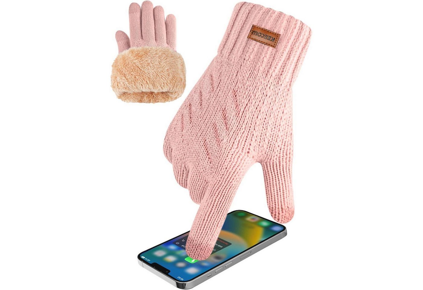 LuxusKollektion Fleecehandschuhe Handschuhe Herren Winterhandschuhe Touchscreen Thermo Rosa von LuxusKollektion