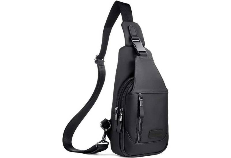 LuxusKollektion Freizeitrucksack Herren Brusttasche Echtes Leder Schwarz 30x17x8cm von LuxusKollektion