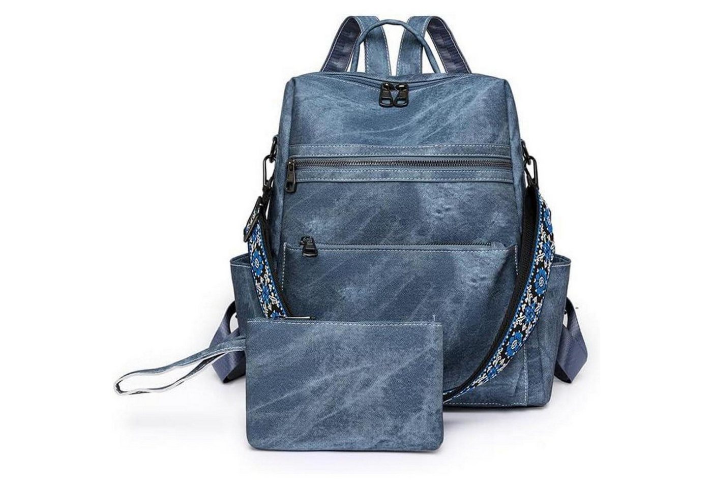 LuxusKollektion Freizeitrucksack Rucksack Damen Diebstahlschutz Wasserdicht PU Wandelbar Blau von LuxusKollektion