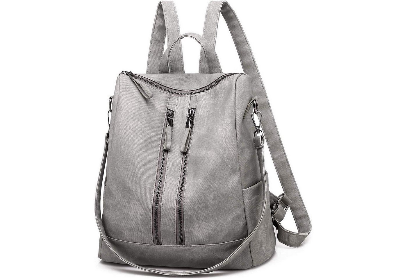 LuxusKollektion Freizeitrucksack Rucksack Damen wasserdicht diebstahlsicher PU Leder Grau von LuxusKollektion