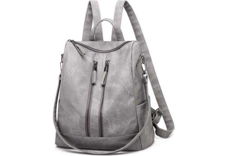 LuxusKollektion Freizeitrucksack Rucksack Damen wasserdicht diebstahlsicher PU Leder Grau von LuxusKollektion