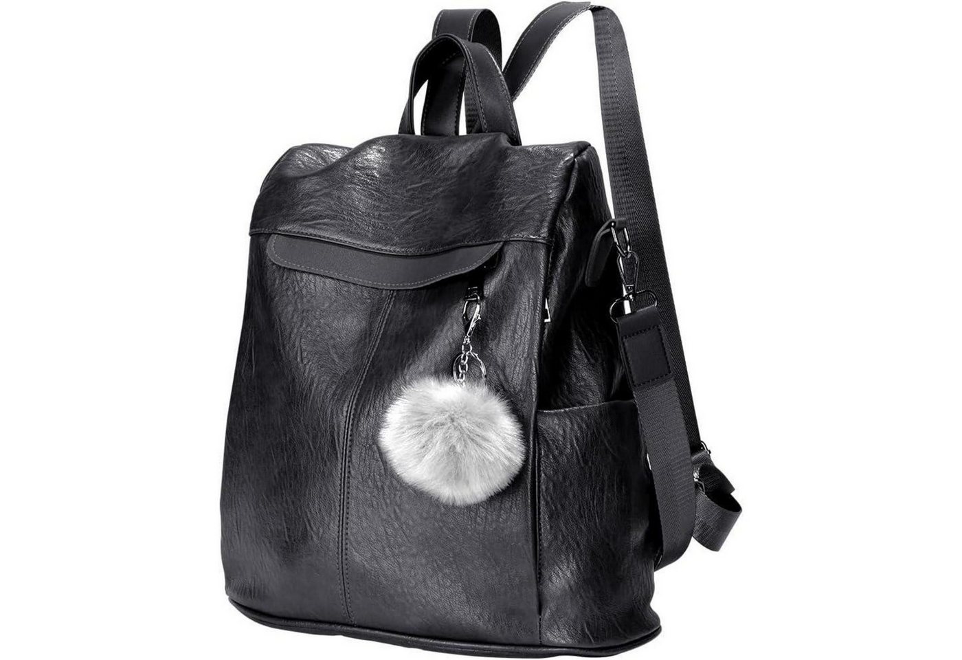 LuxusKollektion Freizeitrucksack Rucksack Damen wasserdicht diebstahlsicher PU Leder Schwarz von LuxusKollektion