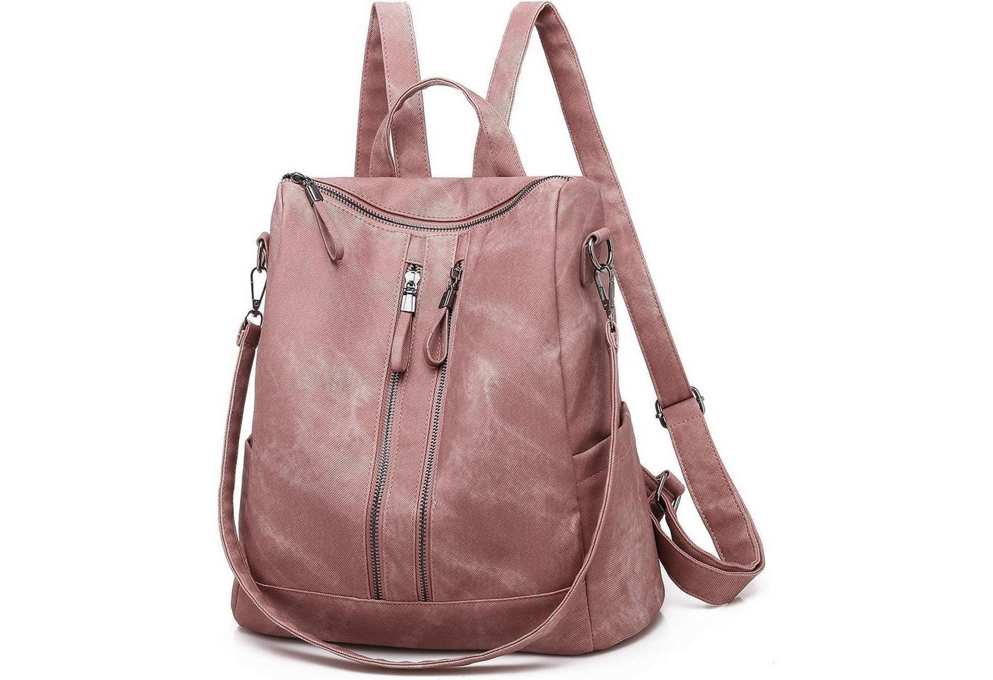 LuxusKollektion Freizeitrucksack Rucksack Damen wasserdicht diebstahlsicher PU Leder leicht Rose von LuxusKollektion
