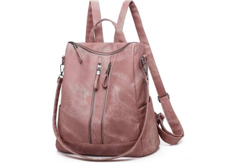 LuxusKollektion Freizeitrucksack Rucksack Damen wasserdicht diebstahlsicher PU Leder leicht Rose von LuxusKollektion