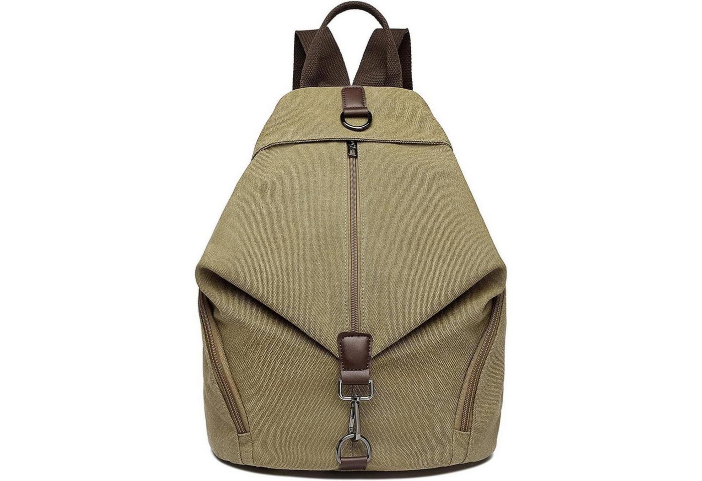LuxusKollektion Freizeittasche Rucksack Canvas Damen Vintage Schulterrucksack 31 x 16 x 38 cm Khaki von LuxusKollektion