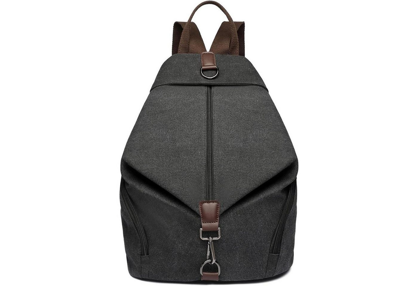 LuxusKollektion Freizeittasche Rucksack Canvas Daypack Damen Vintage Outdoor 31 x 16 x 38 cm Schwarz von LuxusKollektion